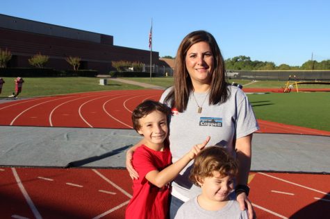 Coppell High School Spanish teacher Alissa Womack brought her two sons, Reid (8) and Chase (4), to the homecoming pep rally to visit the football players and see everything at it last Friday. Her elementary school age sons are future Cowboys and will someday attend Coppell High School.