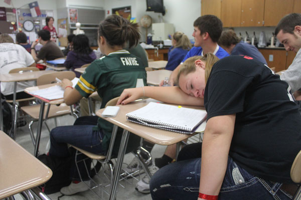 Many upperclassmen choose to catch up on sleep rather than learning about subjects that they are forced to pick from and are clearly not interested in. Photo by Jack Ficklen. 