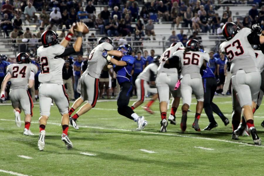 The Coppell Cowboys rammed their way through the Hebron Hawks defense en route to a runaway 29-3 Cowboy win, the team’s first as a part of District 5-5A . Photo by Rinu Daniel.