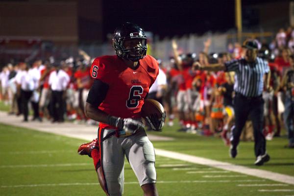 After his huge showing against Allen, senior wide receiver Cameron Smith could have another breakout game. Smith tallied his eighth and ninth scoring tosses of the season, including the game winner in overtime to beat the Allen Eagles. Photo by Lauren Ussery.