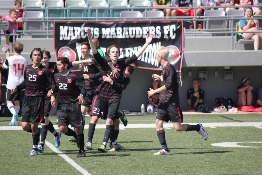 Drake Lovelady celebrates after scoring the only goal in the Cowboys 1-0 defeat of FM Marcus. Photo by Davis DeLoach