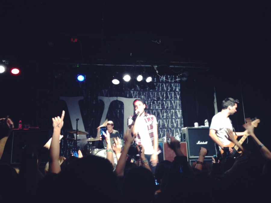 (From left to right) You Me At Six Band members, Dan Flint on drums, Josh Franceschi as the lead singer, and Max Helyer on guitar, playing their hit song Loverboy. 