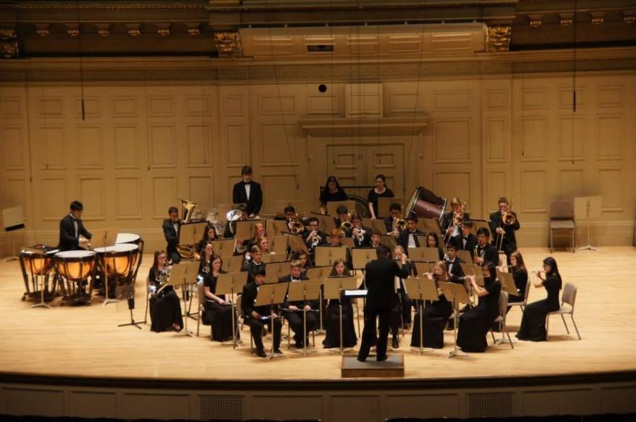 The Texas Music Educators Association first state runner up 5A Coppell High School honor band,  performed at Boston Symphony Hall during the annual spring trip on March 11. Photo Courtesy of Karen Reed. 