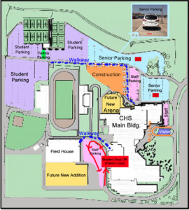 This map put out by Principal Mike Jasso shows the changes to the student parking lot this coming November. Photo via Mike Jasso.