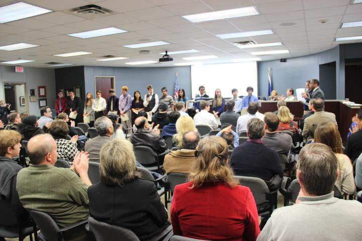 Coppell+Independent+School+District+held+their+board+of+trustees+meeting+Thursday+night.+A+group+of+select+Coppell+high+school+band+students+are+recognized+for+being+top+and+outstanding+soloist.+Photo+by+Chelsea+banks