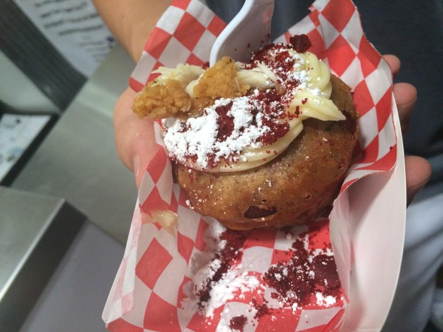 One of the options available at the annual Texas State Fair is Fried Red Velvet Cupcakes. These cupcakes are a new delicacy added to the long list of fried fair food. Photo by Aubrie Sisk.