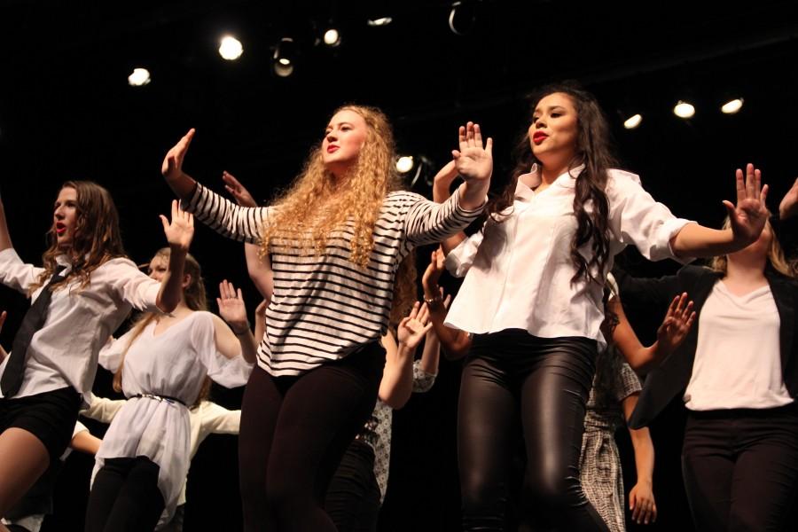  In the Coppell High School auditorium, the CHS Respira Choir sings their last song, “Vogue” by Madonna during Thursday night’s show. The final show will be on Saturday at 7p.m. Photo by Amanda Hair. 