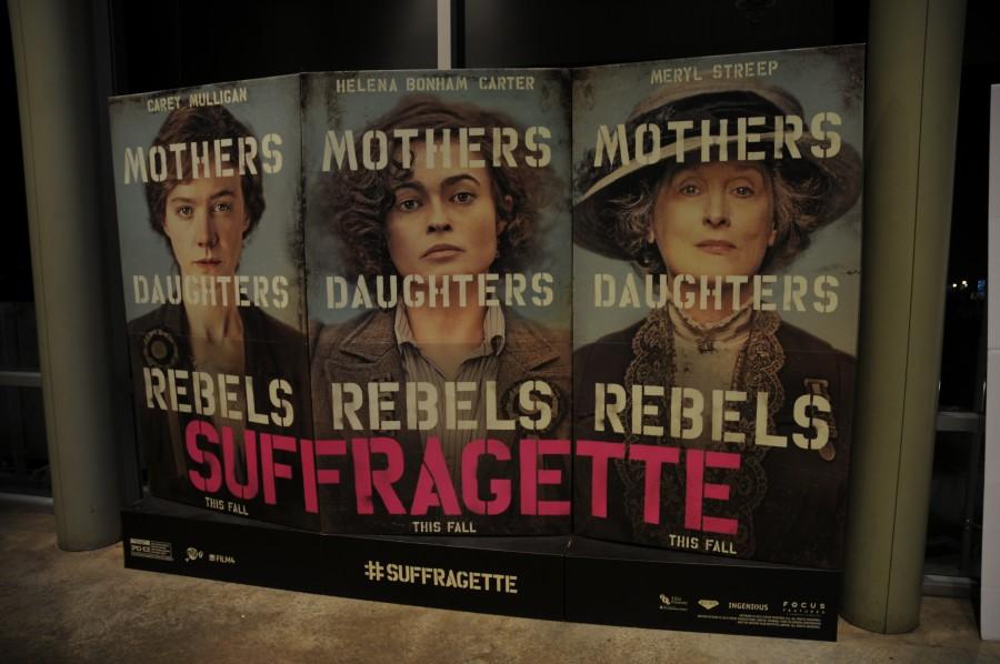 The special screening of the film Suffragette shows at Angelika Theatre in Dallas on Tuesday. The movies stars Carey Mulligan, Helena Bonham Carter, Meryl Streep, Anne-Marie Duff and tells the story of the female suffrage movement in Britain, ending with the right for women to vote in 1918. Photo by Alexandra Dalton.