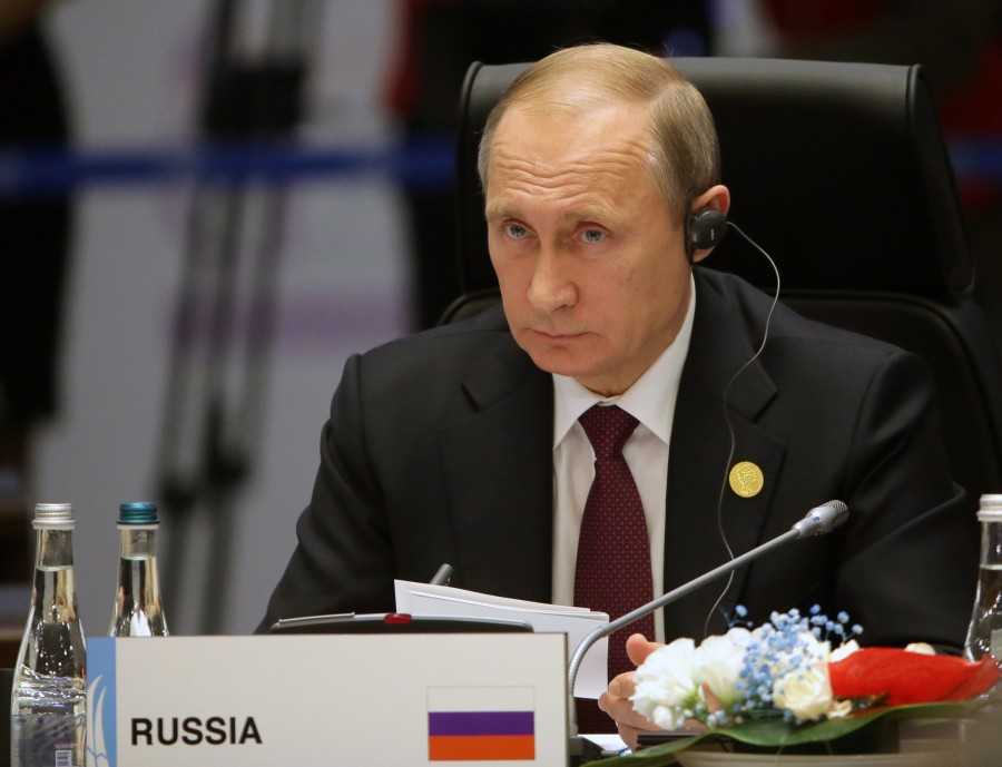 Russian President Vladimir Putin looks on during the G20 Leaders Summit at the Regnum Carya Hotel Convention Centre in Antalya, Turkey, on Sunday, Nov. 15, 2015. (Mikhail Metzel/TASS/Abaca Press/TNS)