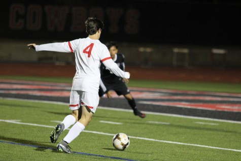 Coppell High School sophomore forward Wyatt Priest attempts to score on Tuesday night at Buddy Echols Field. Coppell defeated Haltom, 11-3. Photo by Aubrie Sisk. 