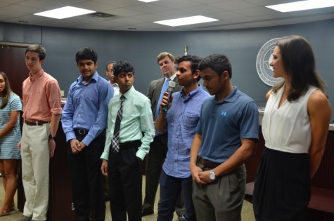 Coppell High School senior Asu Dhakal, a National Merit finalist, talks about his future plans on Monday at the Vonita White Administration Building. Dhakal currently plans to attend Duke University. Photo by Jennifer Su. 