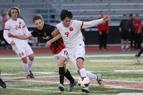 During the beginning of the second half of Friday night’s game, Coppell High School midfielder and junior Alexander Haas attempts to steal the ball from a Marcus forward. The Coppell Cowboys ended the night with a 2-0 victory over the Marcus Marauders at Max Goldfield Stadium. 