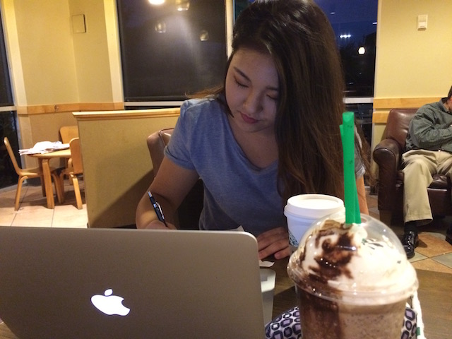Coppell High School sophomore Monica Su studies for the AP World History exam at Starbucks on May 1st. High school students all around the nation prepare for AP testing, which is from May 2nd to May 13th. 