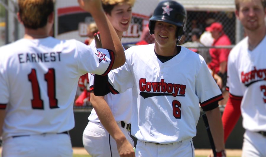 The Coppell High School varsity baseball team celebrates its win
 against Duncanville High School on Saturday at the Coppell ISD
 Baseball/Softball complex. The Cowboys will be taking on McKinney Boyd
 High School Thursday, Friday and Saturday (if necessary) in the area
 round of the playoffs.
