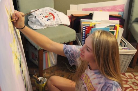 Coppell High School junior Izzy Hall spends her free afternoons working on her artwork which she hopes to sell after it is completed. Hall has started her own business freshman year when people began to demand her work.