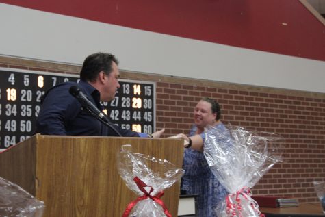 A Coppell resident Stephanie Howell won the second game of bingo, winning $50 for the night. The annual Cheer Bingo was held by the Coppell Cheerleaders in the cafeteria Friday night. Photo by Katie Wiener.