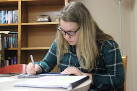 During fourth period on Thursday, Coppell High School senior Federica Ferrari prepares for an upcoming academic decathlon tournament in the CHS library. Ferrari is the captain for the 2016-2017 school year and has been a member of the academic decathlon team at CHS since her sophomore year.