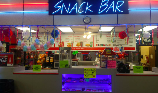 The snack bar at Interskate in Lewisville is filled with different snacks to eat while you take a break from roller-blading. The rink includes LED lights and a DJ. 
Photo by Tara Ansari