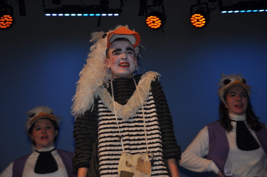 Booker T. Washington sophomore Tanner Jackson sings and dances the night away on Feb. 28 during the dress rehearsal. Thursday night was opening night for “The Little Mermaid” at First United Methodist Church of Coppell. The show ran from March 2-4. Photo by Amelia Vanyo.