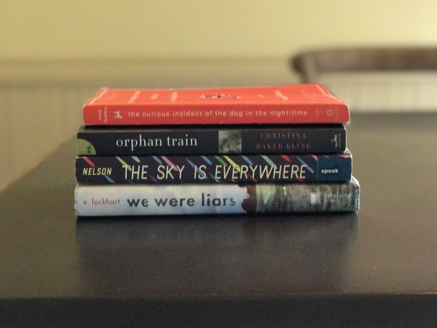The Curious Incident of the Dog in the Night-Time, Orphan Train, The Sky is Everywhere, and We Were Liars are all must reads for teens. The books tackle real life dilemmas while weaving fanciful plots for readers to enjoy. Photo by Amelia Vanyo.