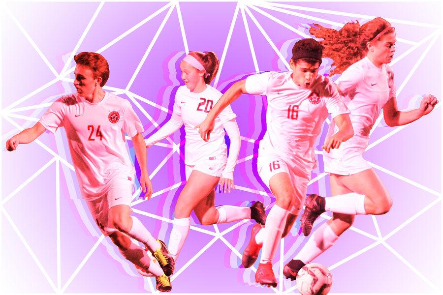 Tonight, the Coppell boys and girls soccer teams begin playoffs at Highland Park, each facing Garland Lakeview Centennial. The boys will begin their title defense while the girls will try to avenge last year’s second-round exit. Photo illustration by Thomas Rousseau.