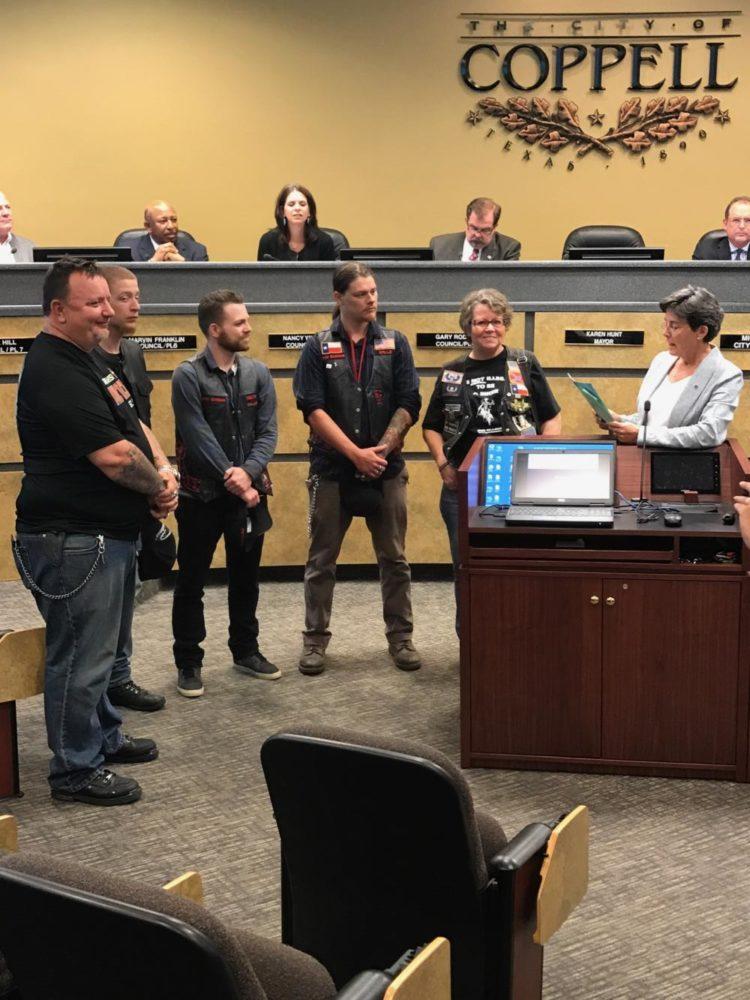 Citizens and bikers gathered together on Tuesday to recognize the month of May as “Motorcycle Safety and Awareness Month.” The month was meant to raise awareness for both drivers and bikers to be safe on the road. Photo by Emma Cummins. 