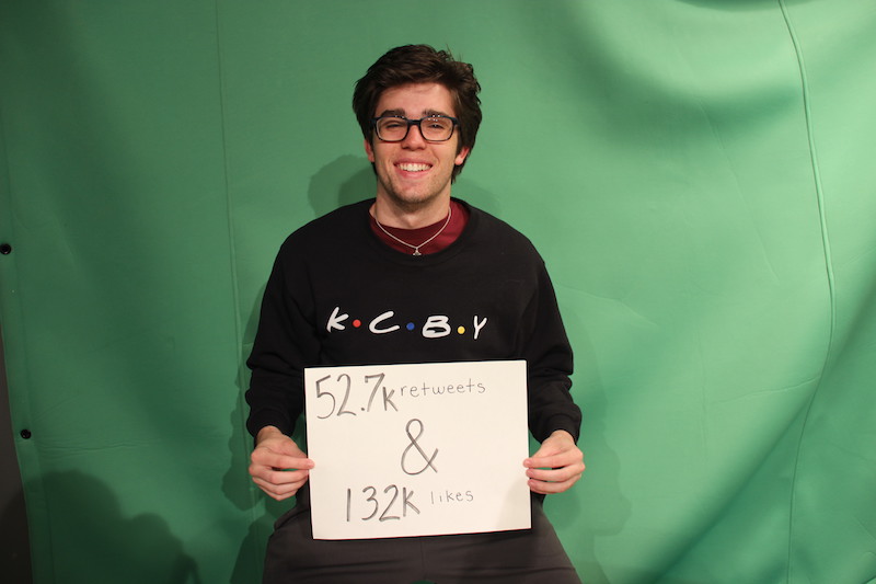 Coppell High School senior Ryan Storch created a video that went viral on Twitter. As of April 5, his tweet has 52.7 thousand retweets and 132 thousand likes along with several mentions from popular Twitter accounts, including Smashmouth. Photo by Emma Cummins. 
