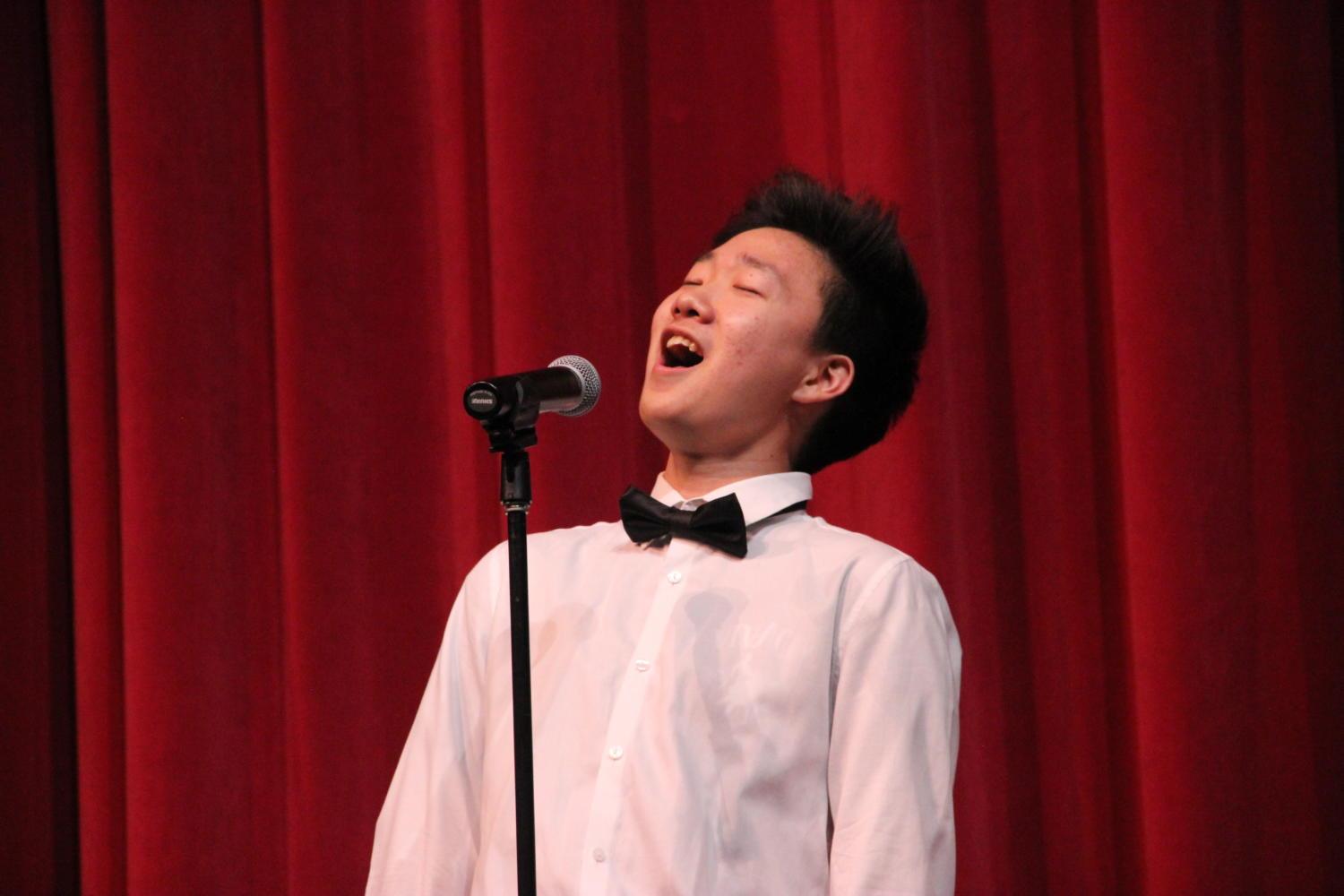 Coppell High School senior Daniel Kim sings during Vivace! on Friday evening. Kim plans to continue his music career in college, where he will major in music in worship at Baylor University.