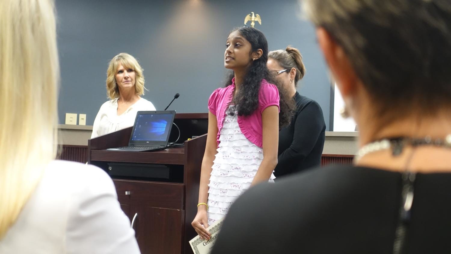 Coppell High School  junior Bhoomika Kumar was recognized for being awarded the Emperor Science Award earlier this year. The Emperor Science Award is sponsored by Stand-up to Cancer and PBS learning community. 