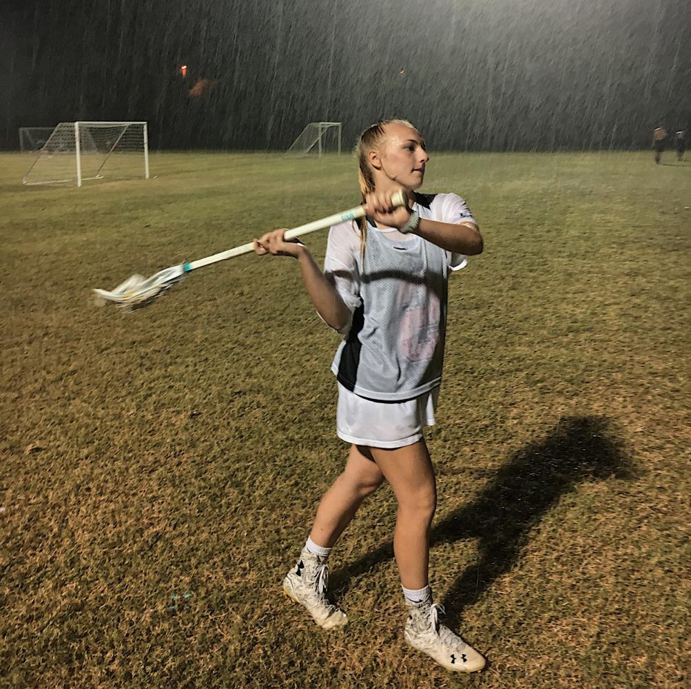 Coppell High School senior Courtney Anderson practices at Andy Brown Park during the  Coppell girls lacrosse practice Thursday Sept. 27. Anderson is committed to play lacrosse at Stanford University next year. Photo by Aubrey Phillips