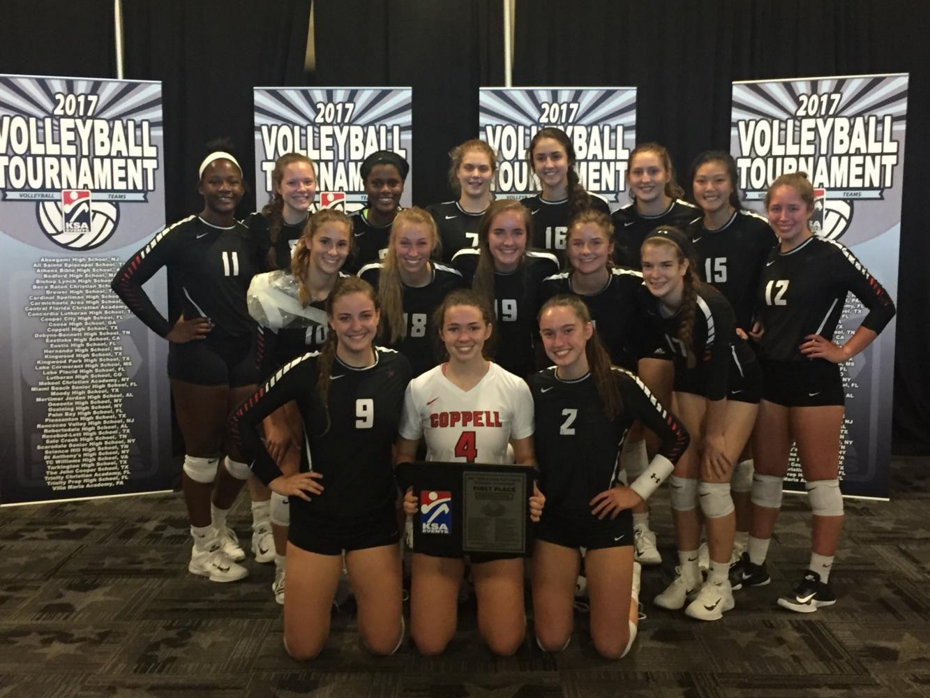 The Coppell Cowgirls varsity volleyball team competed at the KSA Fall Classic Tournament last weekend. They won the overall tournament 7-0. Photo courtesy Julie Green 