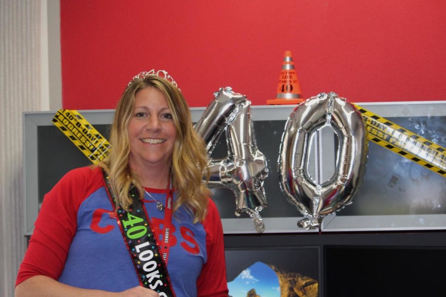 Coppell High School Principal Dr. Nicole Jund celebrates her birthday on campus with students and staff. While her birthday is today, she spent time with students and staff Thursday before the long weekend began.