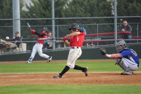 Coppell High School senior Anthony Villalobos swings at the ball during second inning of Thursday night’s game at the Coppell ISD Baseball/Softball Complex against the Georgetown Eagles. Coppell defeated the Eagles 4-3 due to time limit during the 7th inning for the six-game tournament.