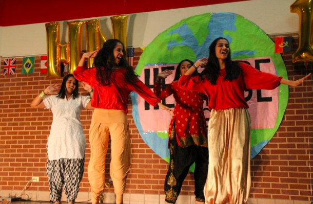 Coppell High school juniors Prajina Vootukuri and Mourya Yerramreddy dance at Heritage Night on Friday night in the CHS commons. Heritage Night is where people of different heritages come together for one night and show off their talents and skills. Heritage Night will be held in the Coppell High School commons on Mar. 23 at 6 p.m. 