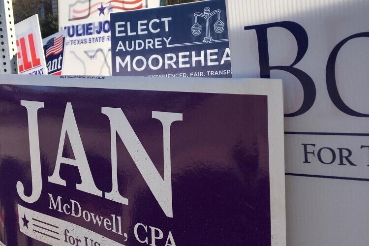 Candidate’s campaign posters line the roads of Coppell Town Center as Coppell residents prepared to vote for Texas State representatives on March 6. Citizens should educate themselves before voting in order to be sure they vote for the candidate who represents their beliefs, and to avoid candidates exploiting their ignorance.
