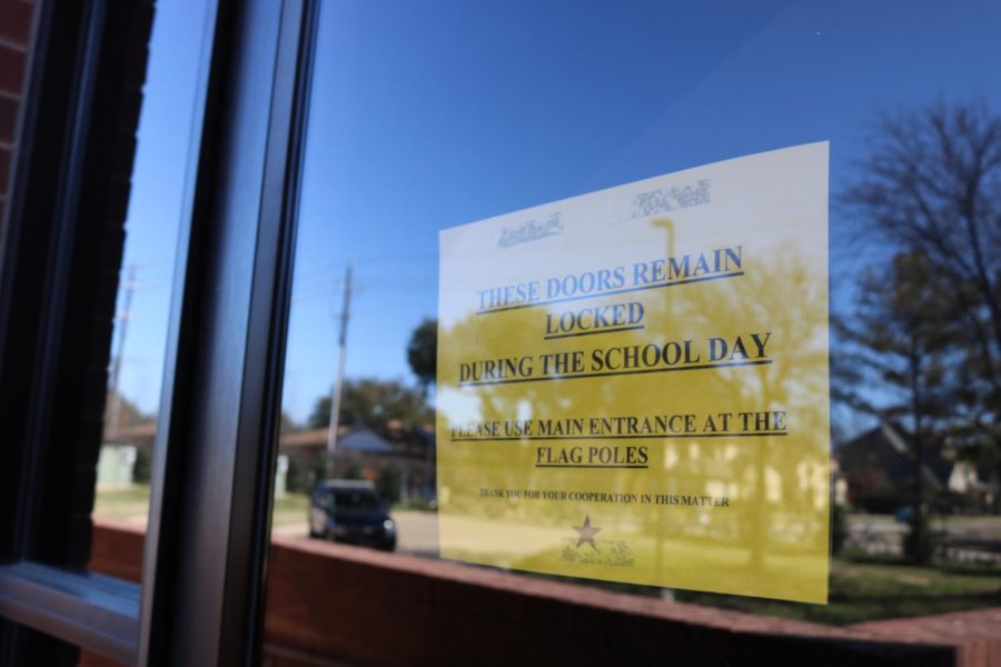 Coppell High School puts up signs on every door as a precaution for student safety in light of recent national events. The Parkland, Fla. shooting has caused many schools around the country to take another look at their preparations for events they hope never happen.