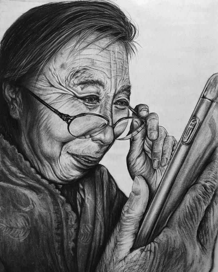 Coppell High School sophomore Celeste Wang’s entry into the 2018 Visual Arts Scholastic Event (VASE) competition is a charcoal drawing entitled “Reconnecting the New and Old”, which won a medal and advanced Wang to state VASE, which takes place April 27-28. According to Wang, the piece represents how technology does not have to be a hindrance to life and can connect those around the world and bring happiness to those who have never had the opportunity to connect like this before. 