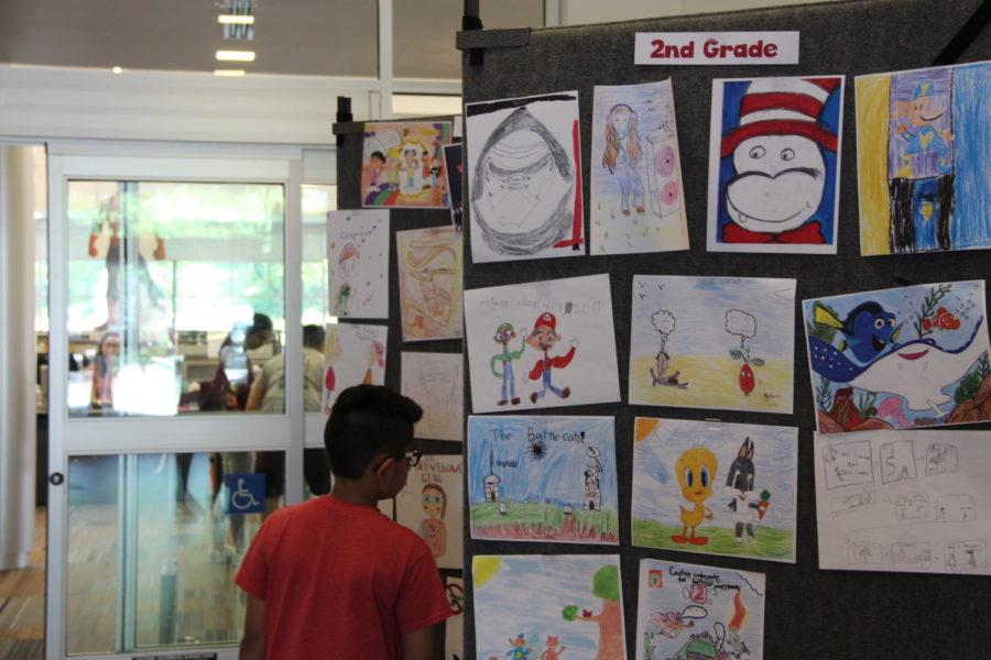 The Cozby Library exhibits learners from grades kindergarten to fifth grade art pieces
 in the lobby of the facility. The William T. Cozby Library is a great spot for learners and people in the community to complete assignments and find educational resources.