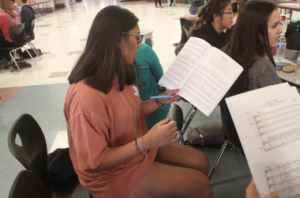 Coppell High School senior Esha Ellendula recites over Soprano One cuts prior to her All-Region Audition. Students from all over the region competed on Oct. 20 at Colleyville Heritage High School to advance to the Pre-Area auditions.
