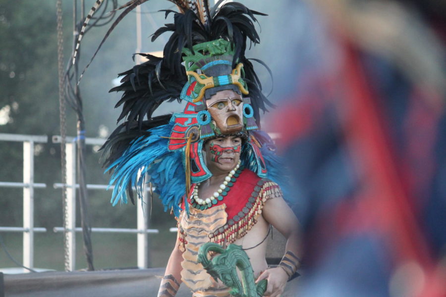 Ricardo Alarcon of the Mayan group, Pakal, performs traditional Mayan steps of the New Fire Ceremony during the event of Kaleidoscope. On Saturday, the event of Kaleidoscope was held for the second time to promote cultural diversity in Coppell. 