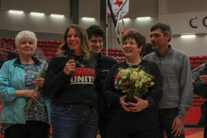 On Wednesday morning, Coppell High School Special Ed Teacher Melissa Murray is announced as the 2018-2019 Teacher of the Year in the arena. Murray, with CHS Principal Dr. Nicole Jund, has been in the district for 20 years and has been teaching at the CHS for 13 years. 
