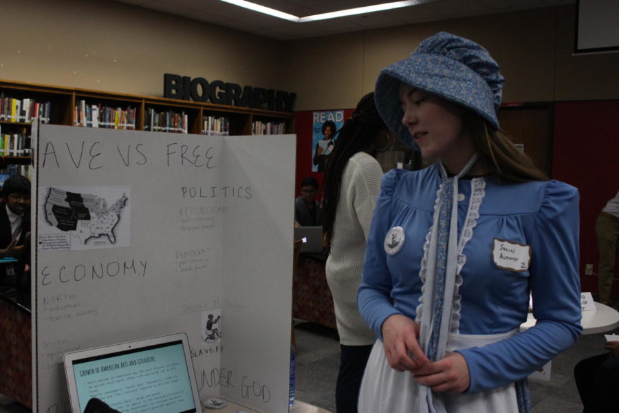 Coppell High School APUSH student dresses up as a social activist for the “We Are One” project. Students had to represent a piece of the Antebellum time period for this assignment.