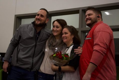 On Wednesday morning, CHS9 Cathy Douglas is awarded Teacher of the Year for the 2018-2019 school year at the ninth grade campus in the library. Douglas, with CHS9 Principal Cody Koontz,  Assistant Principal Chase Vaughn, and Assistant Principal Ashlee Graham is the first recipient of the award for the campus. 