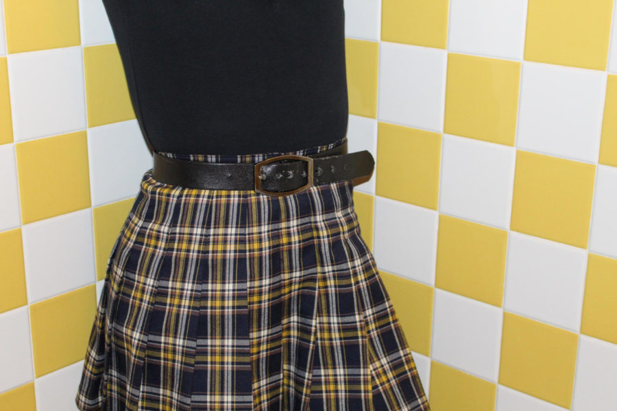 Plaid’s vintage look is a current fashion trend worn by many Coppell High School students. This tartan skirt was purchased at Forever 21.