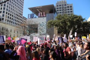 During the 2017 Dallas Women’s March, activists fight for equal rights. On Sunday, the third annual march will take place at the St. Paul United Methodist Church. 