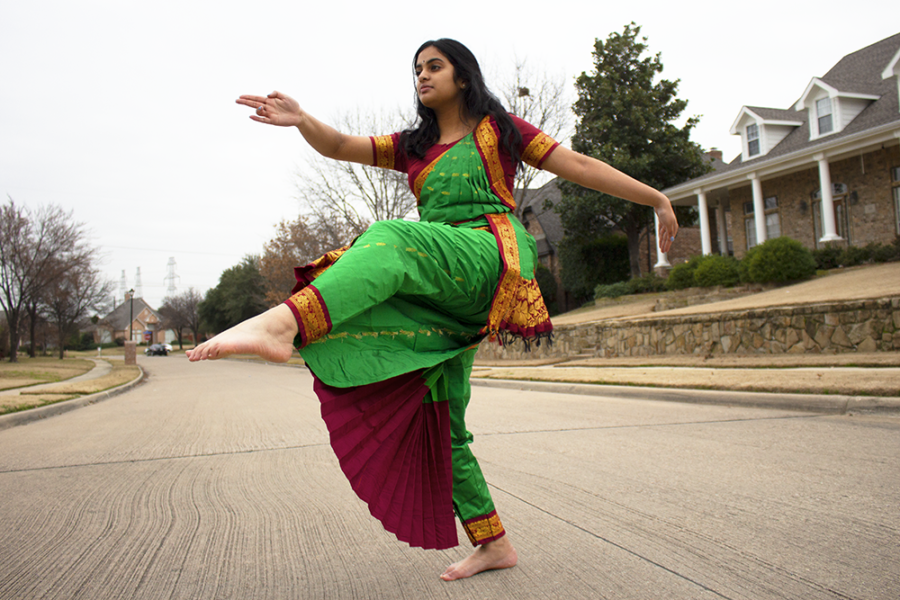 Coppell High School sophomore Shreya Beldona dances to a Kuchipudi classical Indian dance called Brindavana Nilaye. Beldona has been performing classical Indian dance for the past nine years at the Ballet academy in Coppell, Texas.
