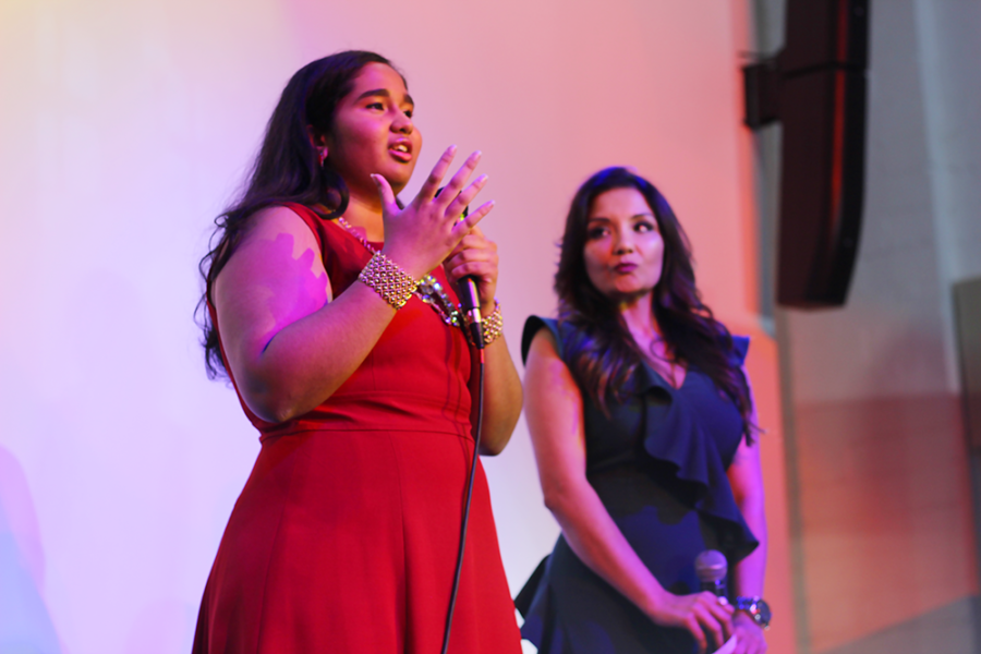Shots by Bhavya creative director Bhavya Vasireddy and Kurry N Tulips event planner Monicca Sharma explain the importance of body diversity. On Feb. 9, Shots by Bhavya hosted its first annual fashion show, which highlighted classical Indian dresses by local designers.