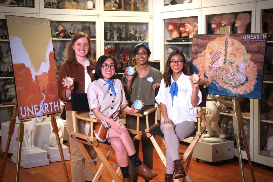 Team members Hannah Williams, Kellie Nguyen, Vanessa Astronoto and Quan Ha, compete in the Walt Disney Imagineering Imaginations Design Competition in Los Angeles with their entry, Unearth. The theme of the competition is natural or ancient wonders of the world. Williams is a 2014 graduate of Coppell High School.