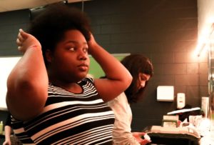 CHS junior Mikiyah Parker, one of the main actors of the play Anne Frank, gets ready for the last rehearsal in Coppell High School’s Green Room. The play will be presented at the school in the Black Box Theatre from Friday to Sunday at 7:30, and also on Sunday at 2:30. 