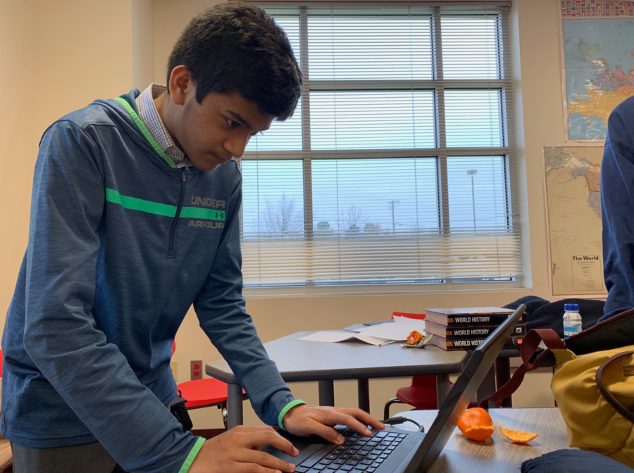 Coppell+High+School+sophomore+Arnav+Kashyap+prepares+to+deliver+his+speech+about+immigration+at+the+CX+District+policy+debate+tournament+at+Coppell+High+School+on+Feb.+4.+Coppell+teams+took+the+top+three+spots%2C+and+the+top+two+are+expected+to+compete+at+the+state+competition+in+Austin+on+March+22-23.%0A%0ACourtesy+of+Vanuli+Arya